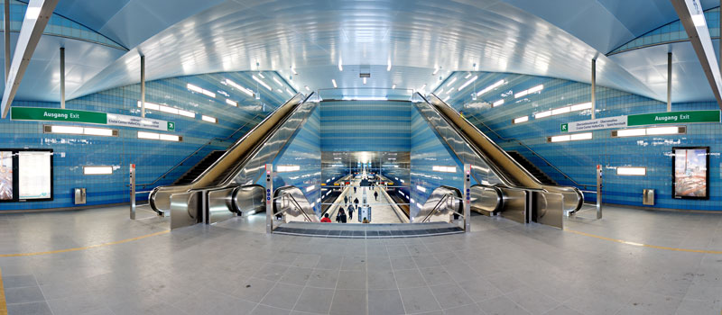 Panoramafotografie in der U-Bahnstation Hafencity Universität